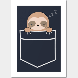 Kawaii Cute Lazy Sloth T-Shirt Posters and Art